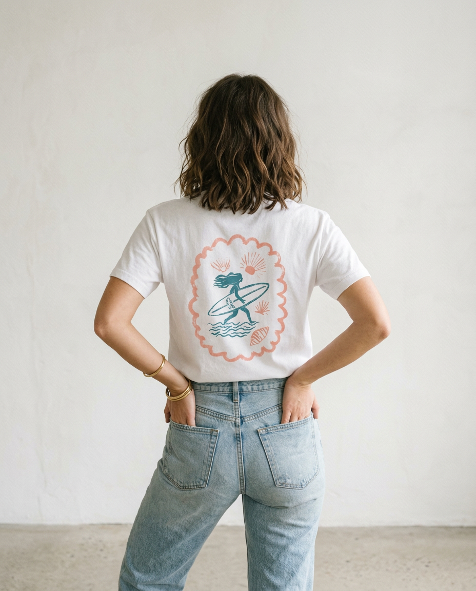 Retro Surfer Girl Graphic Tee