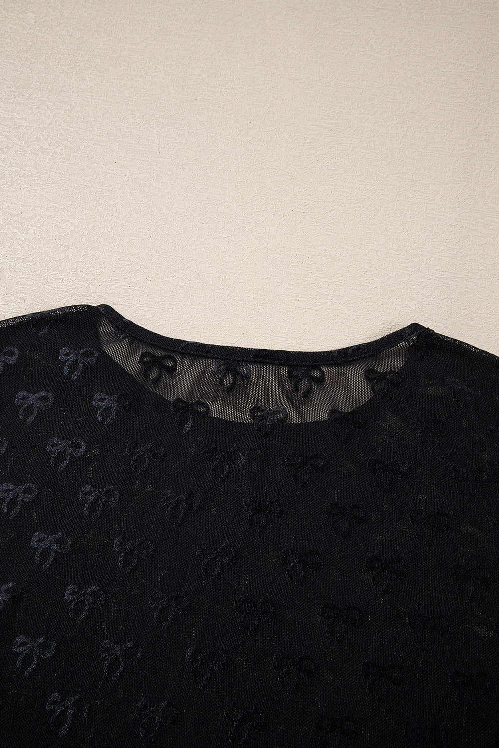 Black Mesh Bow Pattern Top