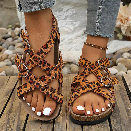 Leopard Buckle Platform Sandals