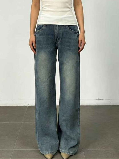 Vintage Wash Wide Leg Jeans