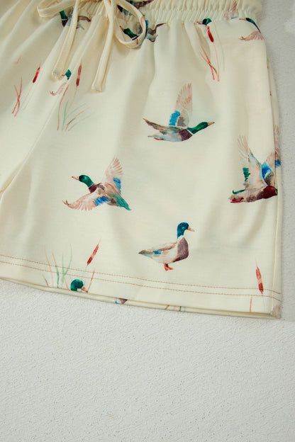 Mallard Duck Print Oversized Tee & Shorts Set
