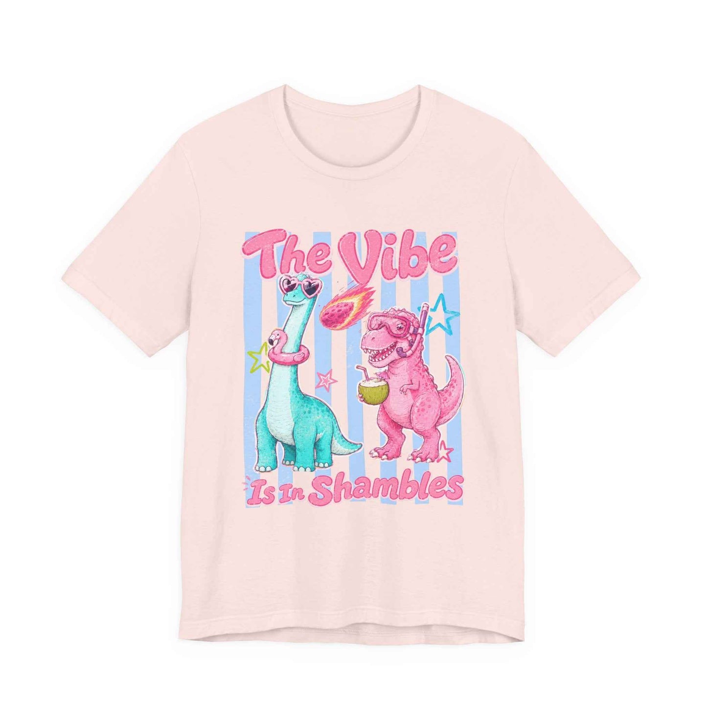 The Vibe Is in Shambles Tee — Retro Pastel Dino Graphic T‑Shirt
