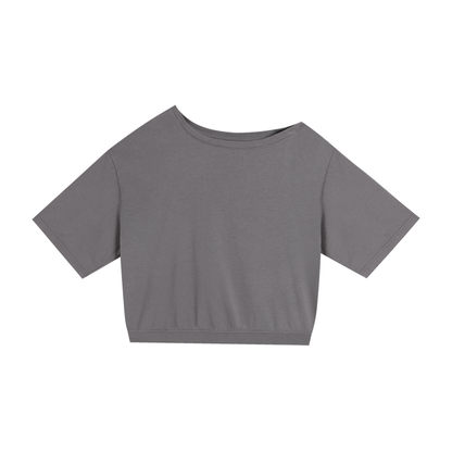Asymmetric Shoulder Oversized Cotton T-Shirt