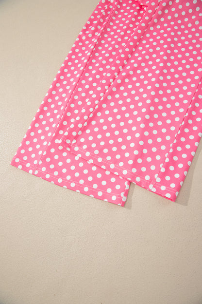Pink Polka Dot Halter Tank & Wide Leg Pants Set