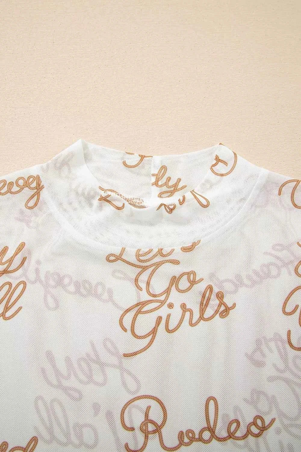 Howdy Hey Yall Mesh High Neck Long Sleeve Top