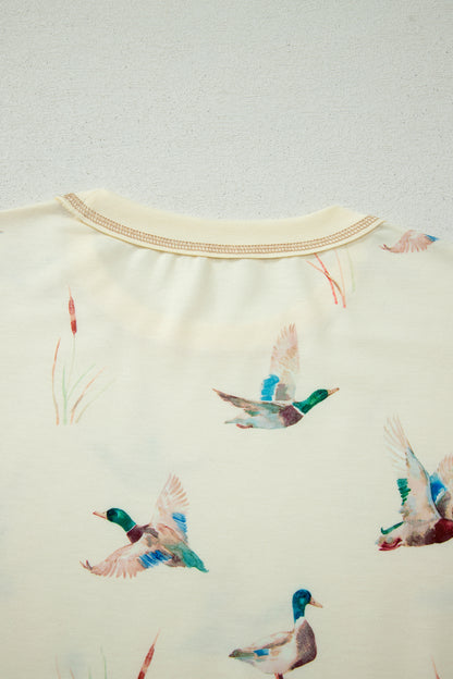Mallard Duck Print Oversized Tee & Shorts Set