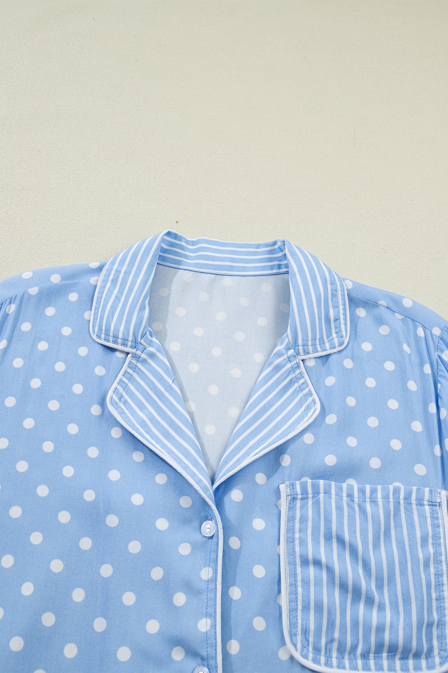 Polka Dot Button-Up Pajama Short Set