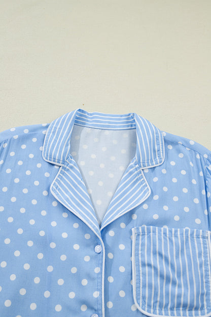 Polka Dot Button-Up Pajama Short Set