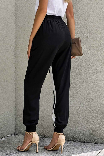Casual Striped Drawstring Pants