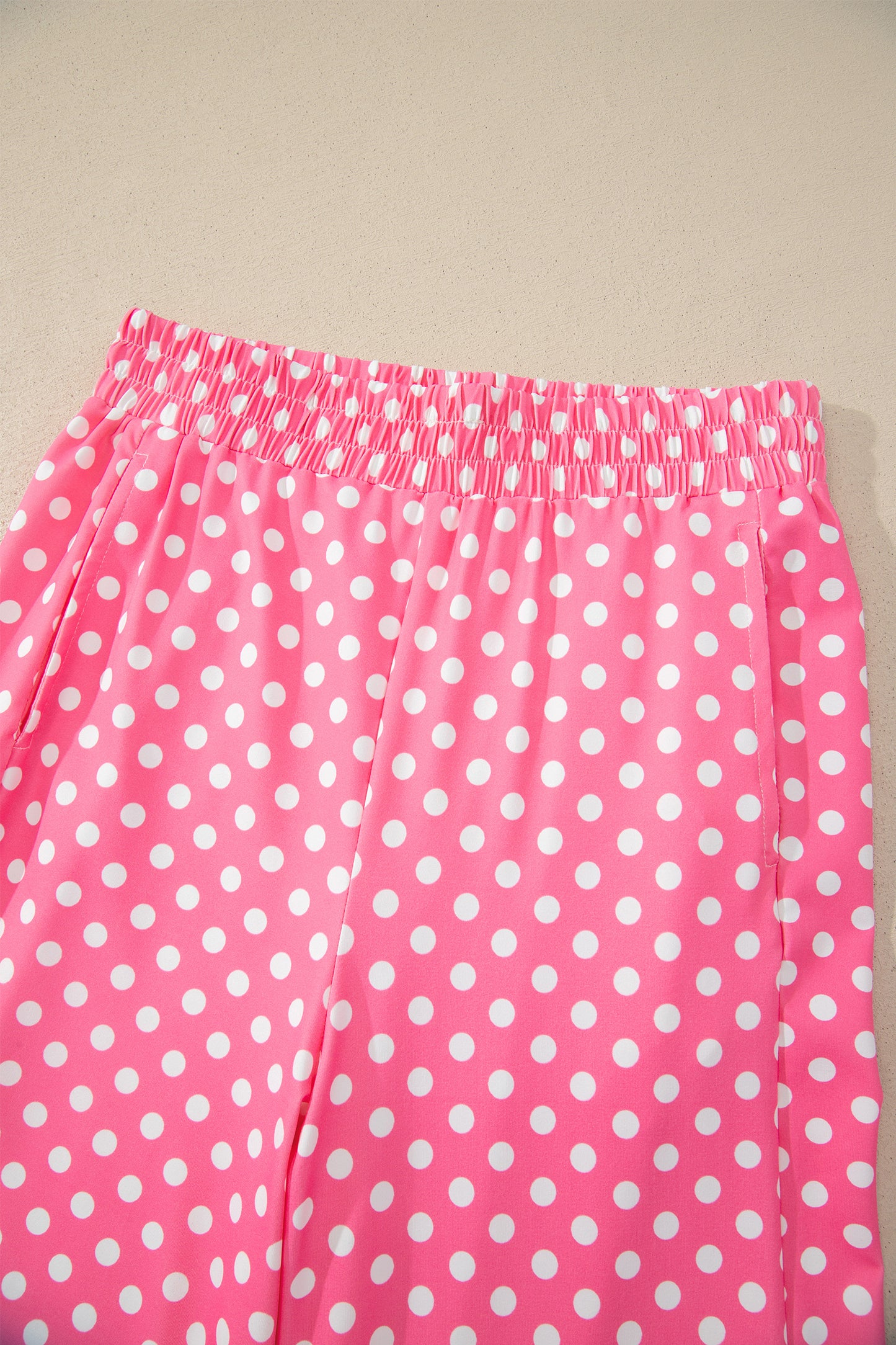 Pink Polka Dot Halter Tank & Wide Leg Pants Set