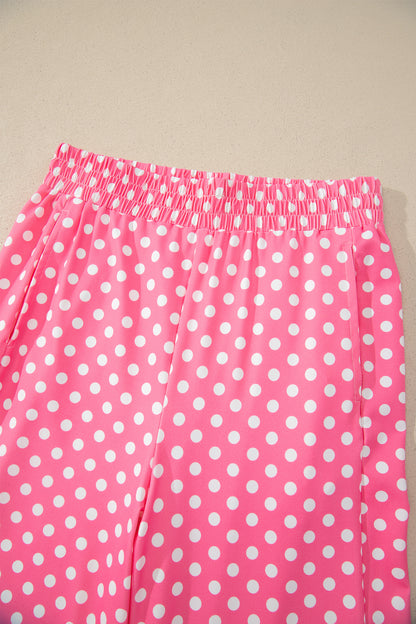Pink Polka Dot Halter Tank & Wide Leg Pants Set