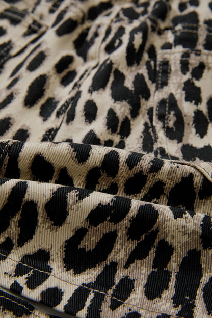 Leopard Denim Drawstring Shorts
