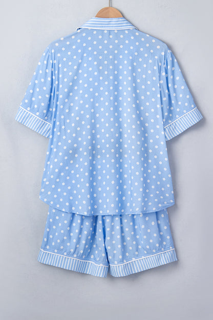 Polka Dot Button-Up Pajama Short Set