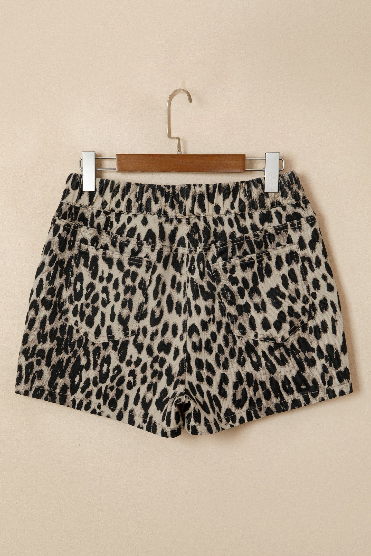 Leopard Denim Drawstring Shorts