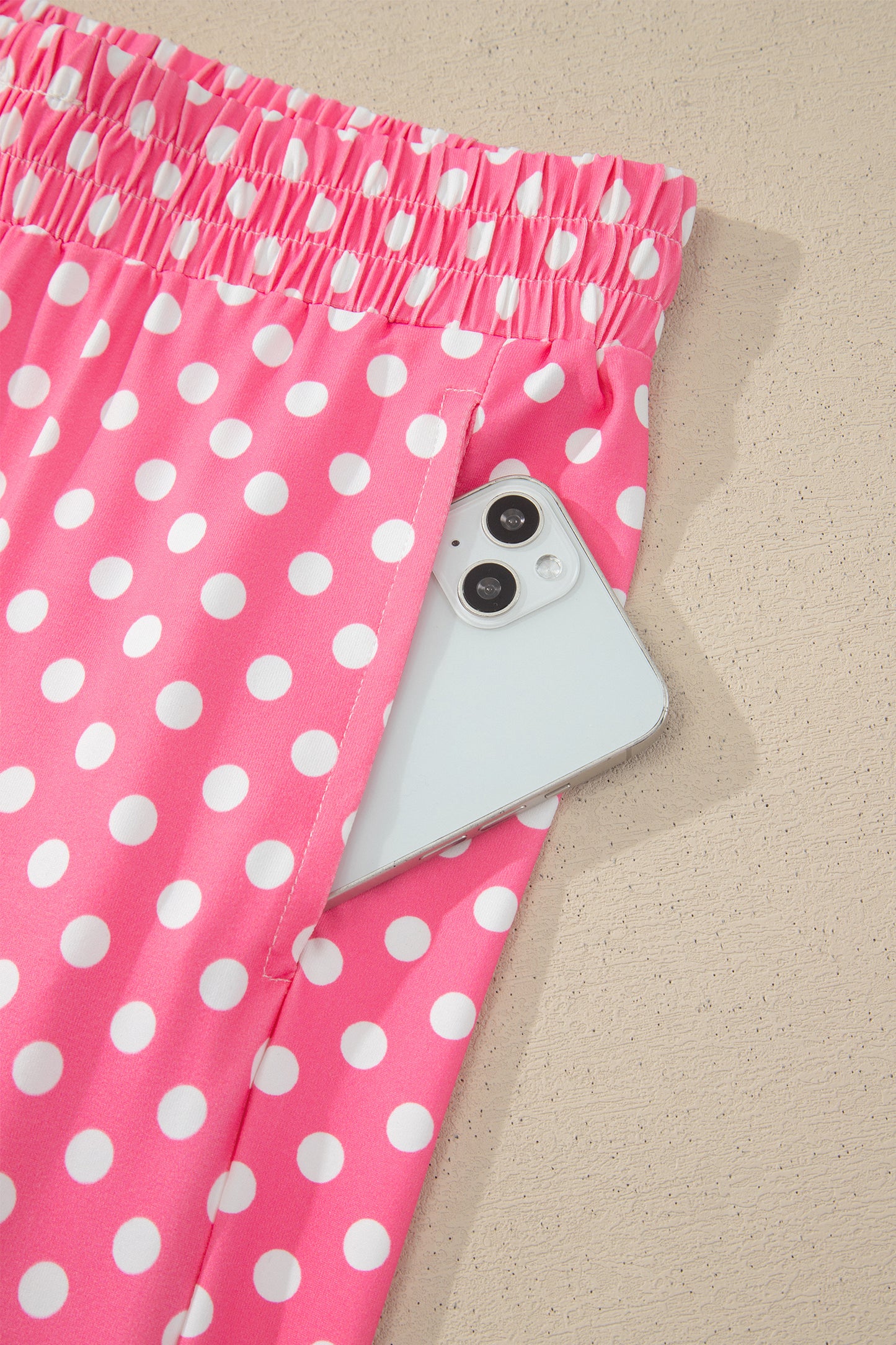 Pink Polka Dot Halter Tank & Wide Leg Pants Set