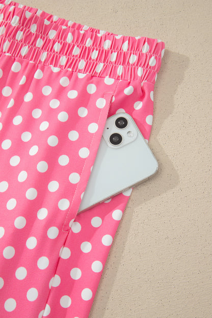 Pink Polka Dot Halter Tank & Wide Leg Pants Set