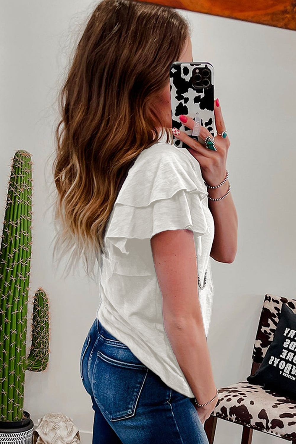 Layered Ruffle Sleeve Round Neck Top