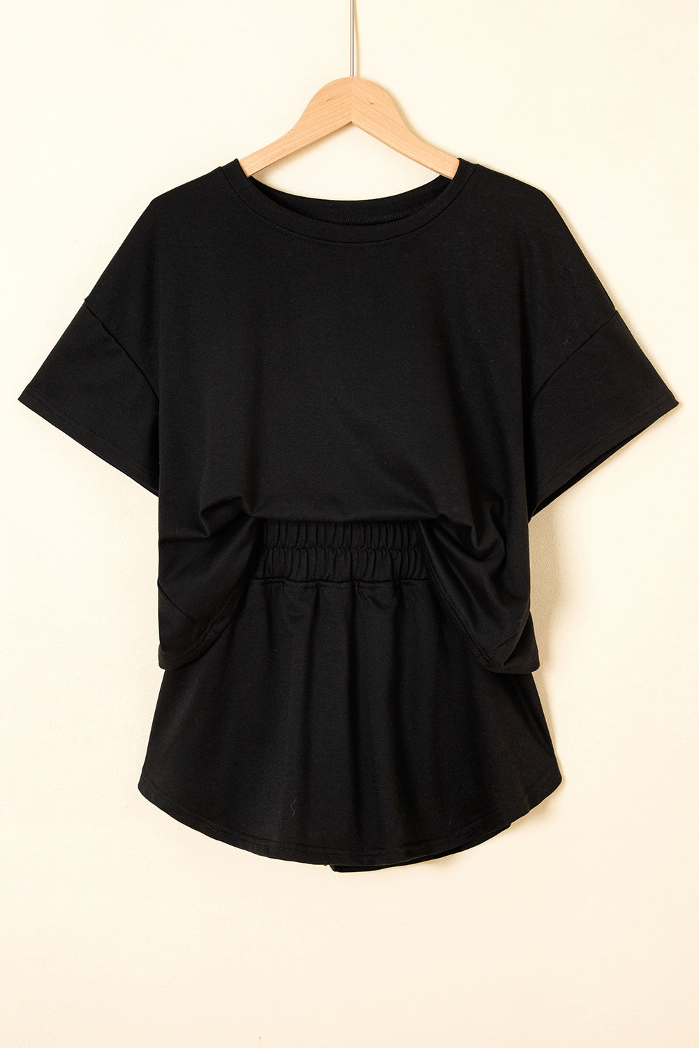Black Ruffle Shorts & Cropped Tee Set