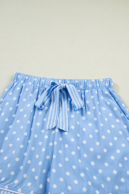 Polka Dot Button-Up Pajama Short Set