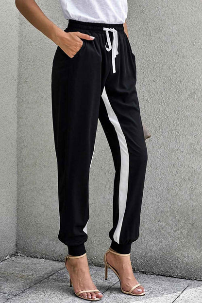 Casual Striped Drawstring Pants