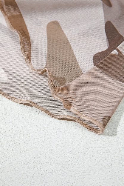 Western Camo Mesh Long Sleeve Top