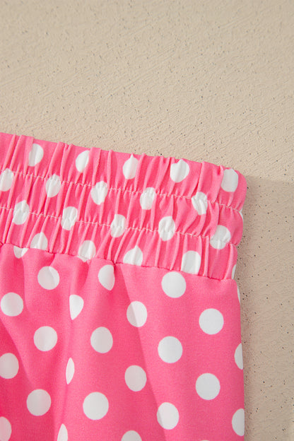 Pink Polka Dot Halter Tank & Wide Leg Pants Set