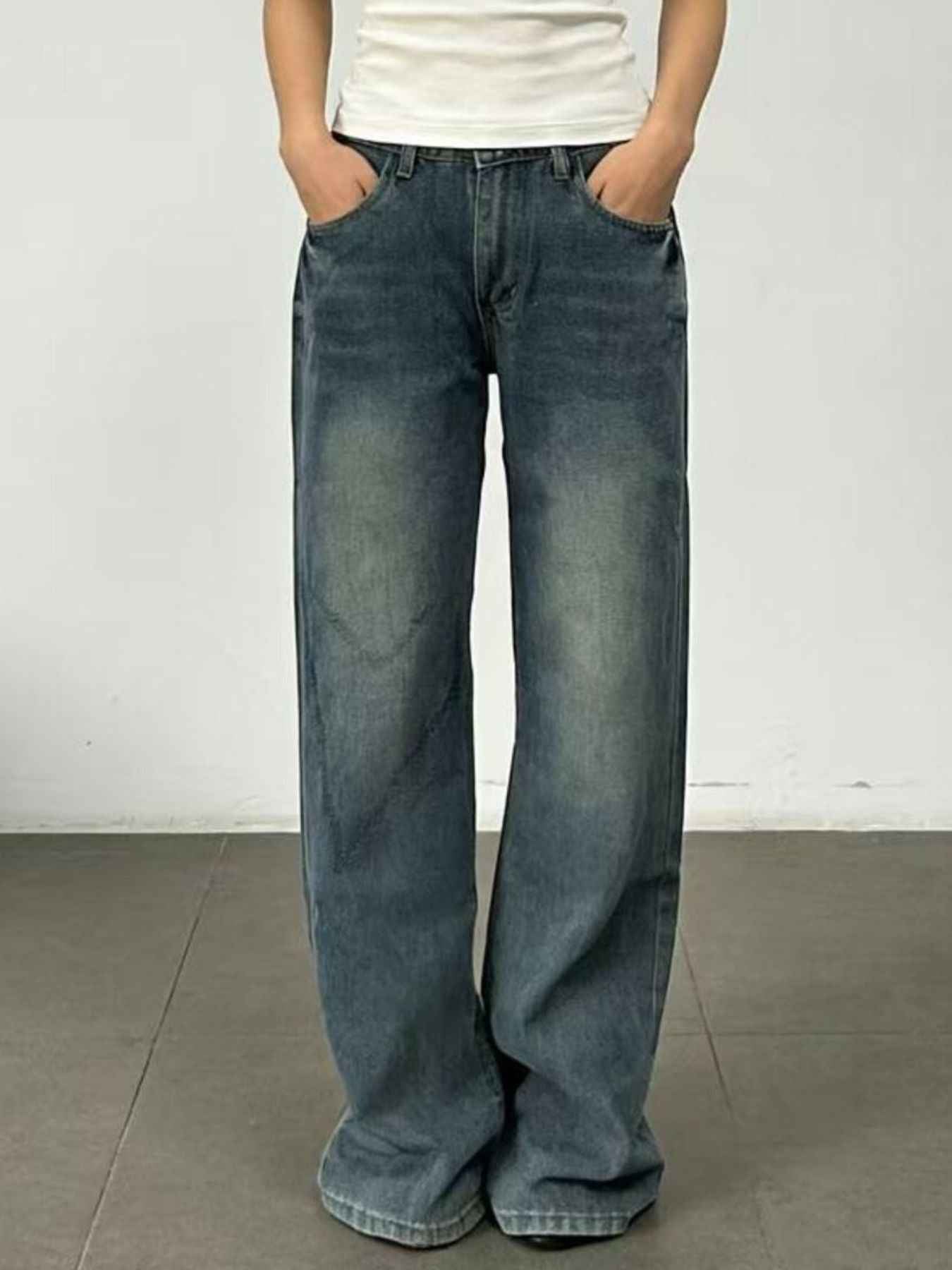 Vintage Wash Wide Leg Jeans