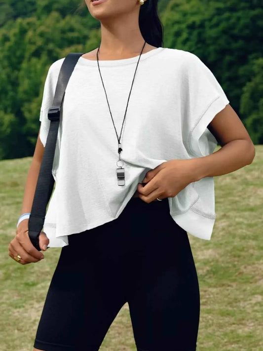 Cutout Back Short Sleeve T-Shirt