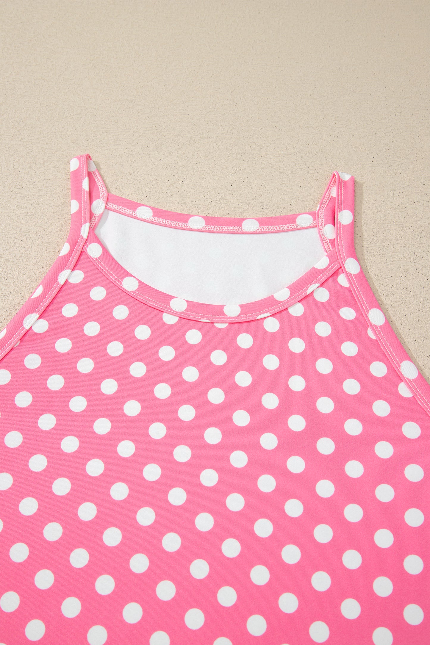 Pink Polka Dot Halter Tank & Wide Leg Pants Set