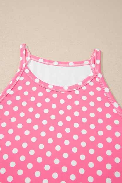 Pink Polka Dot Halter Tank & Wide Leg Pants Set