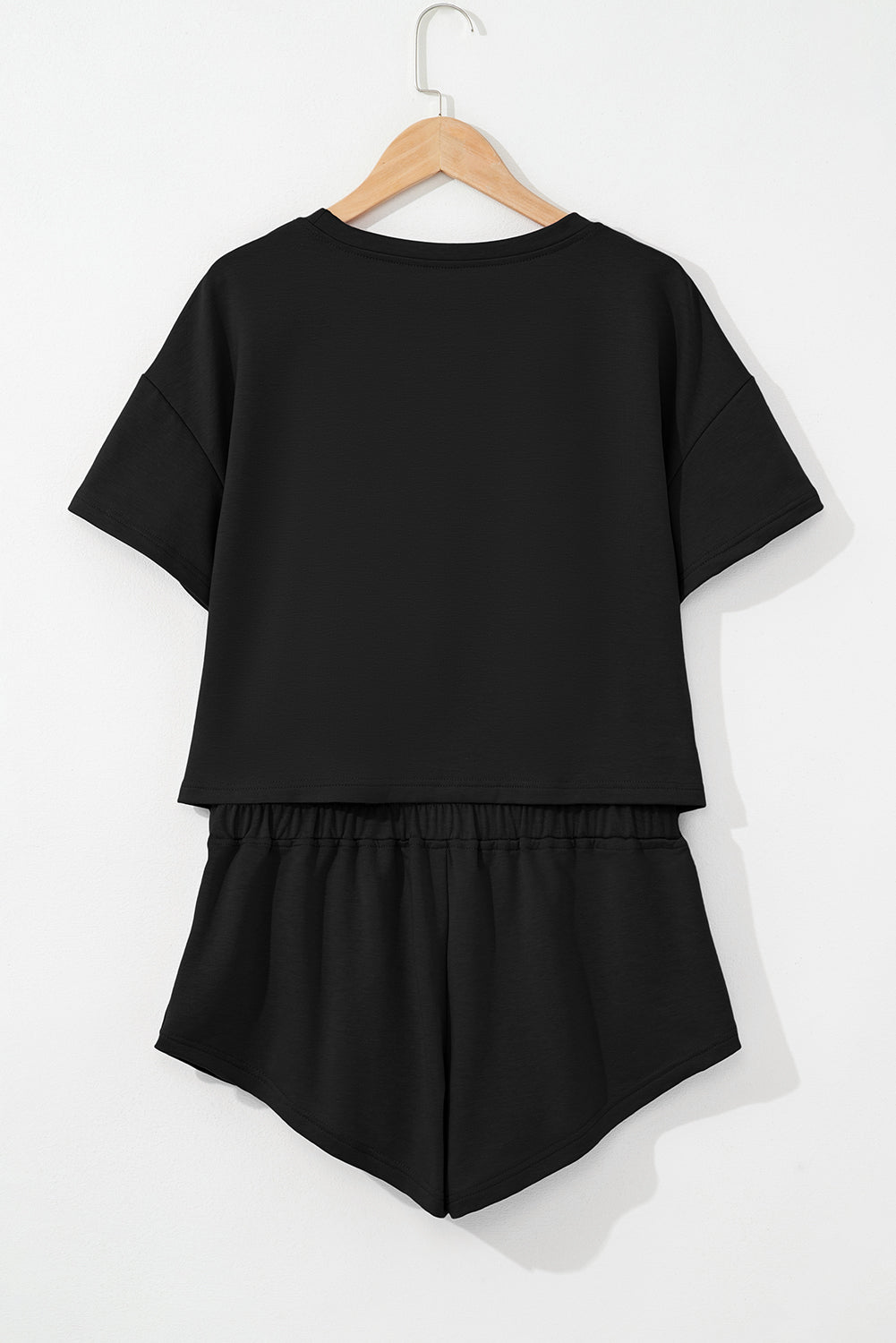 Black Ruffle Shorts & Cropped Tee Set