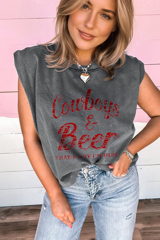 Cowboys & Beer Mineral Wash Graphic Tank