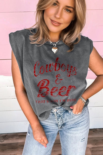 Cowboys & Beer Mineral Wash Graphic Tank