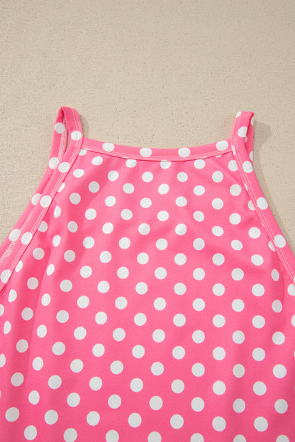 Pink Polka Dot Halter Tank & Wide Leg Pants Set