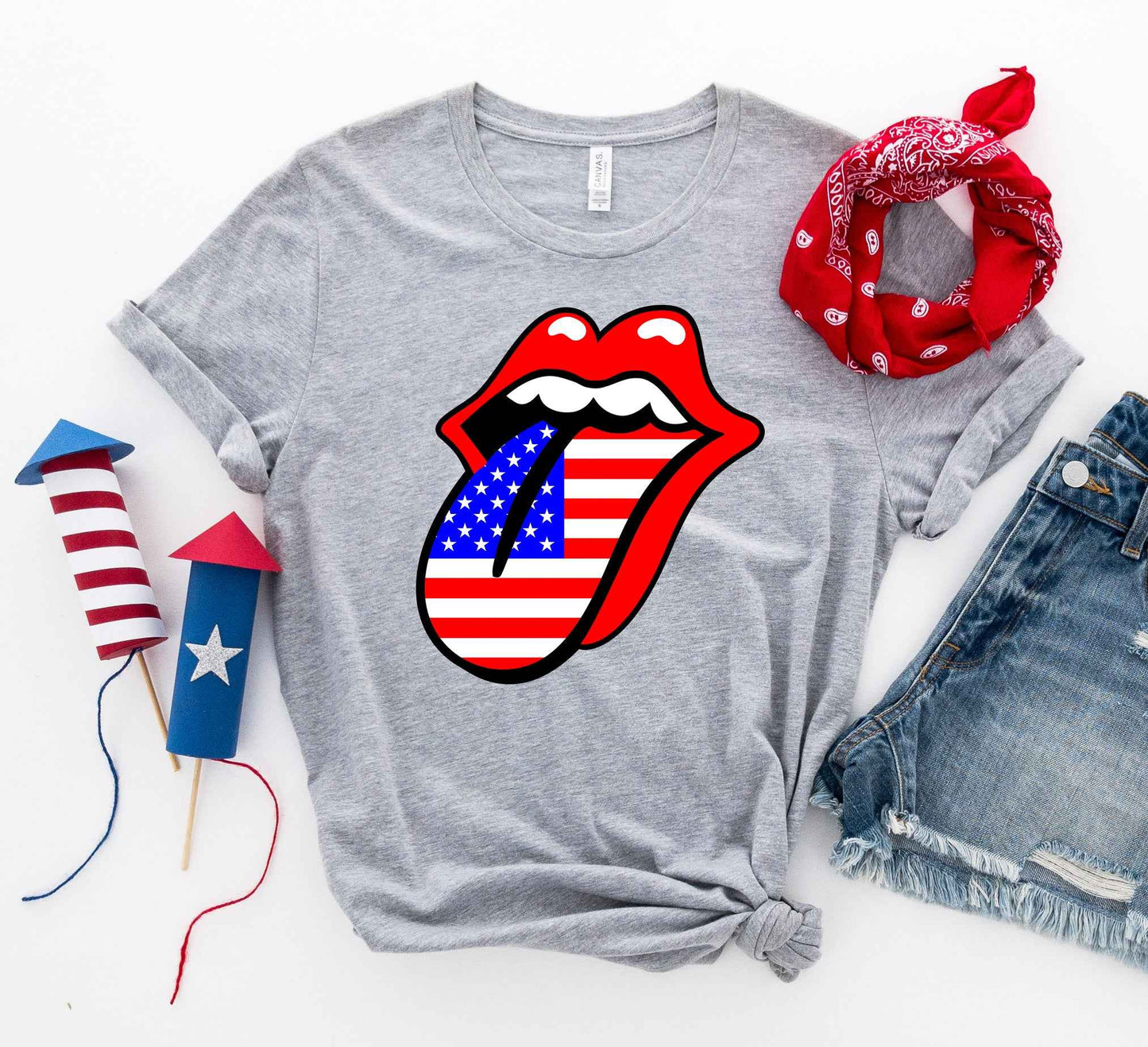 USA Flag Lips Graphic Tee