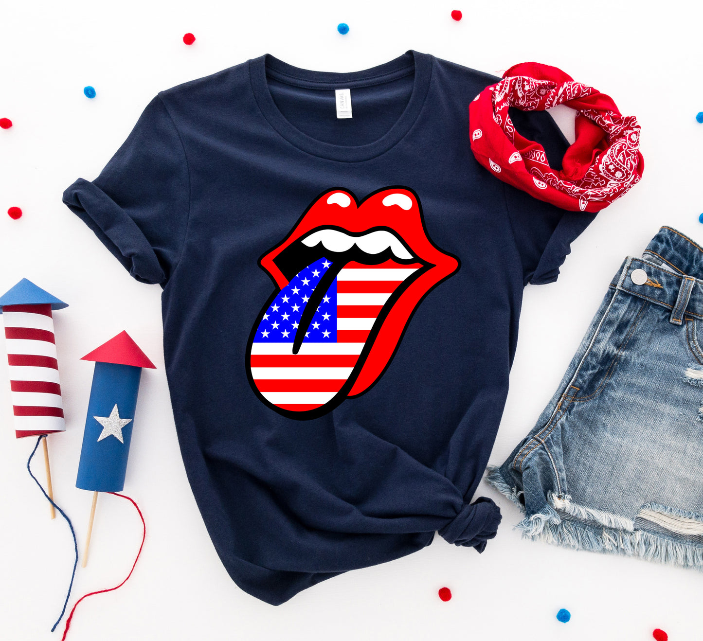 USA Flag Lips Graphic Tee