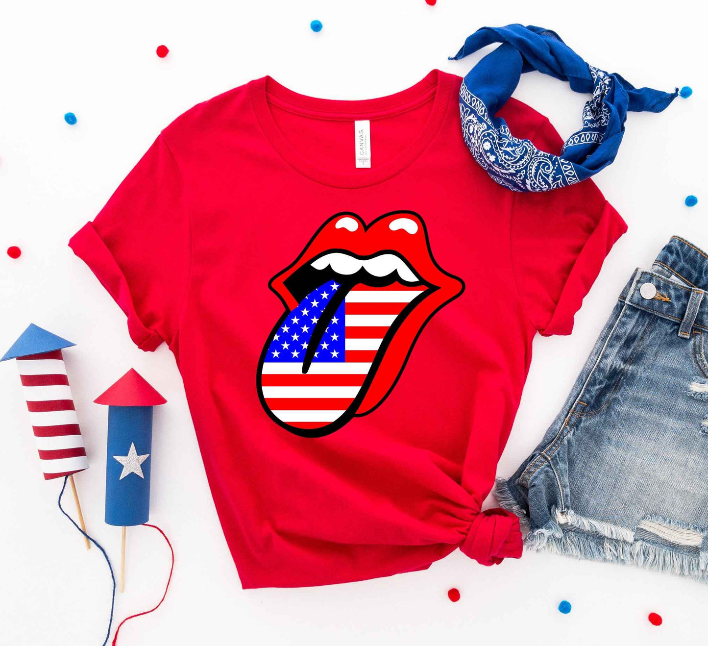 USA Flag Lips Graphic Tee