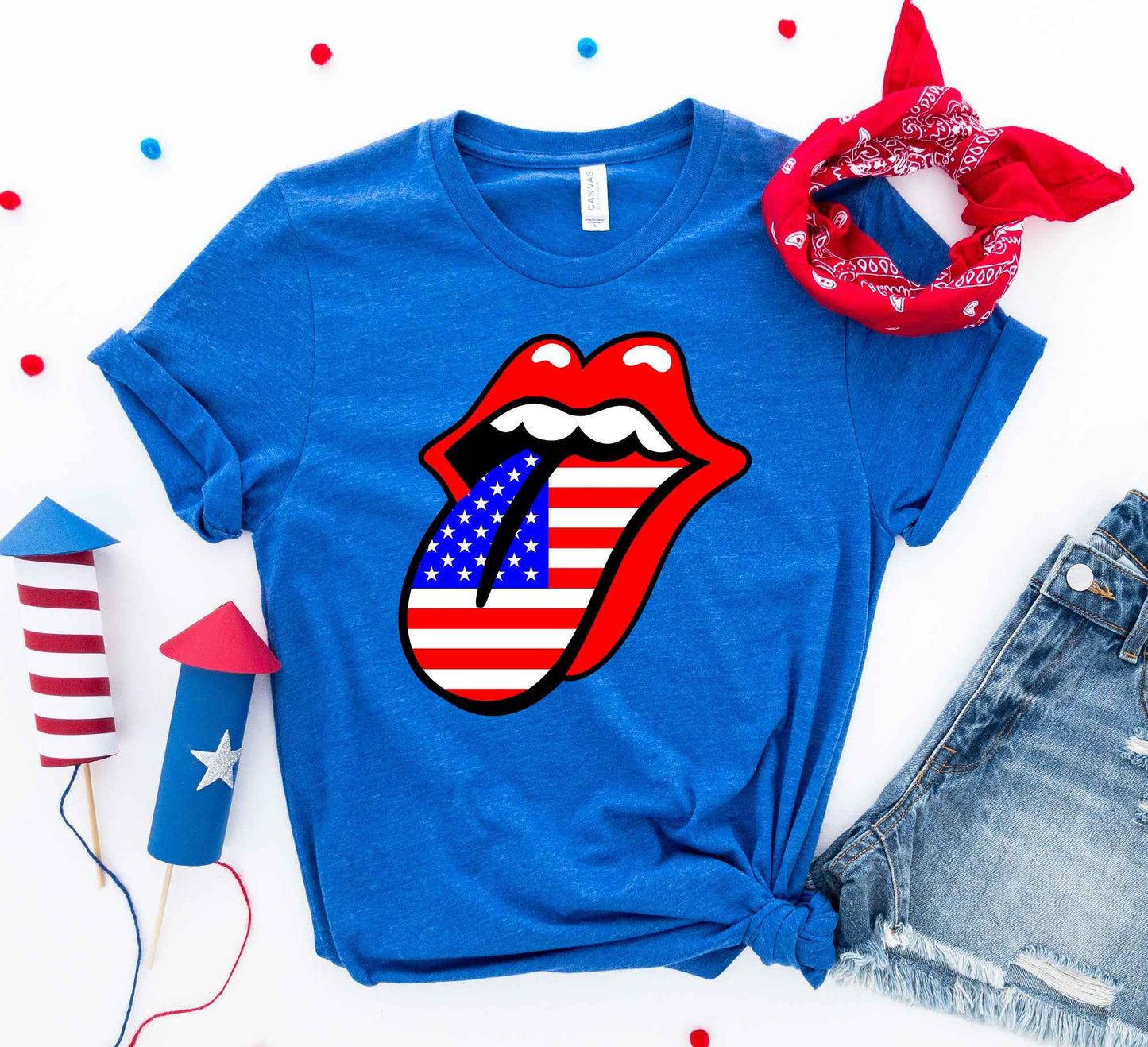 USA Flag Lips Graphic Tee