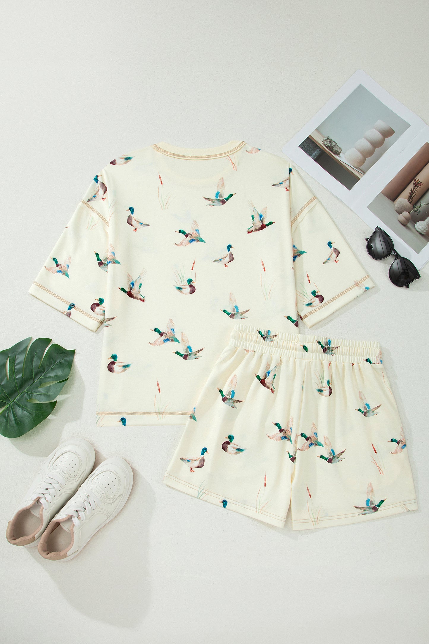 Mallard Duck Print Oversized Tee & Shorts Set