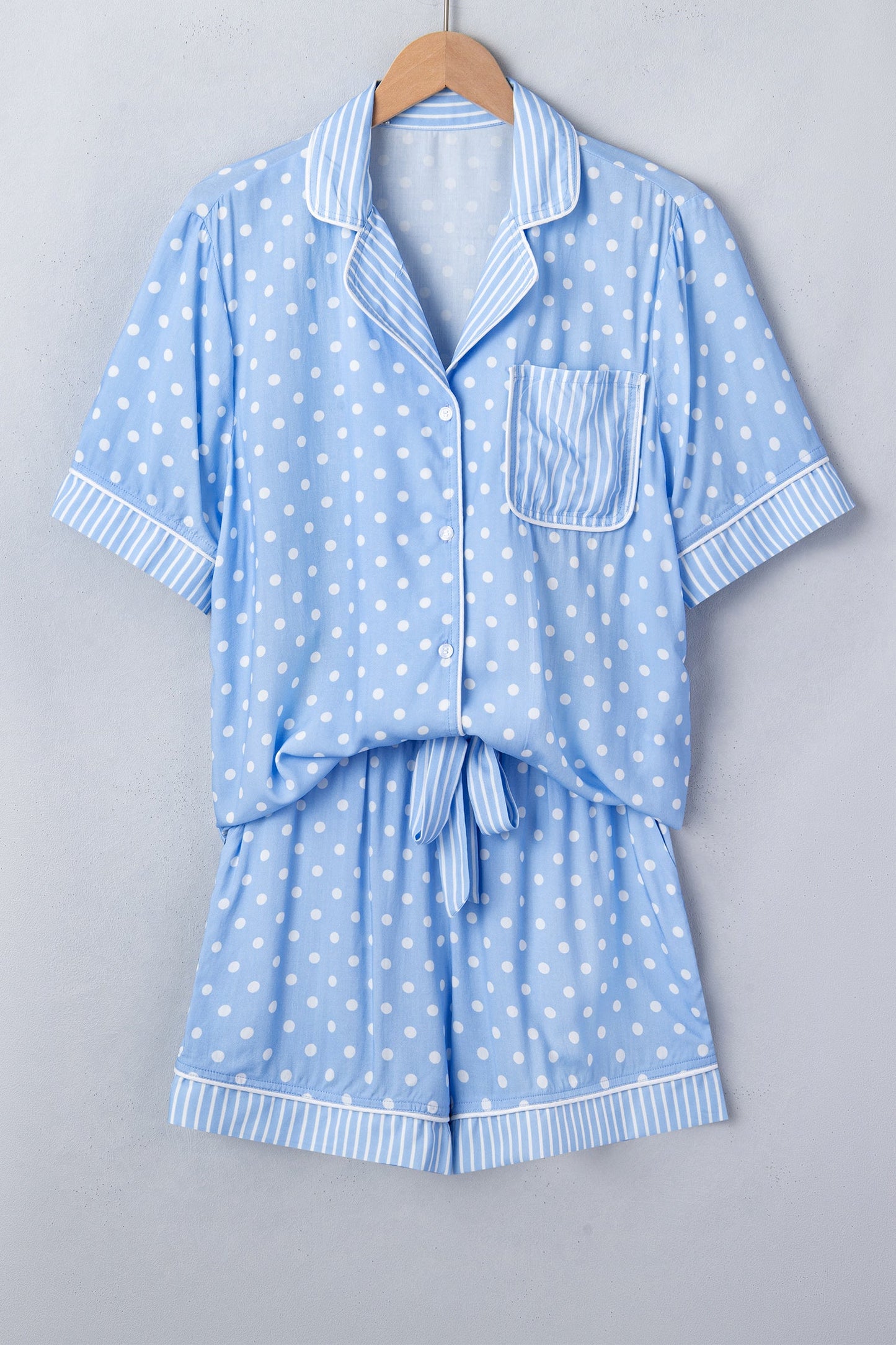 Polka Dot Button-Up Pajama Short Set