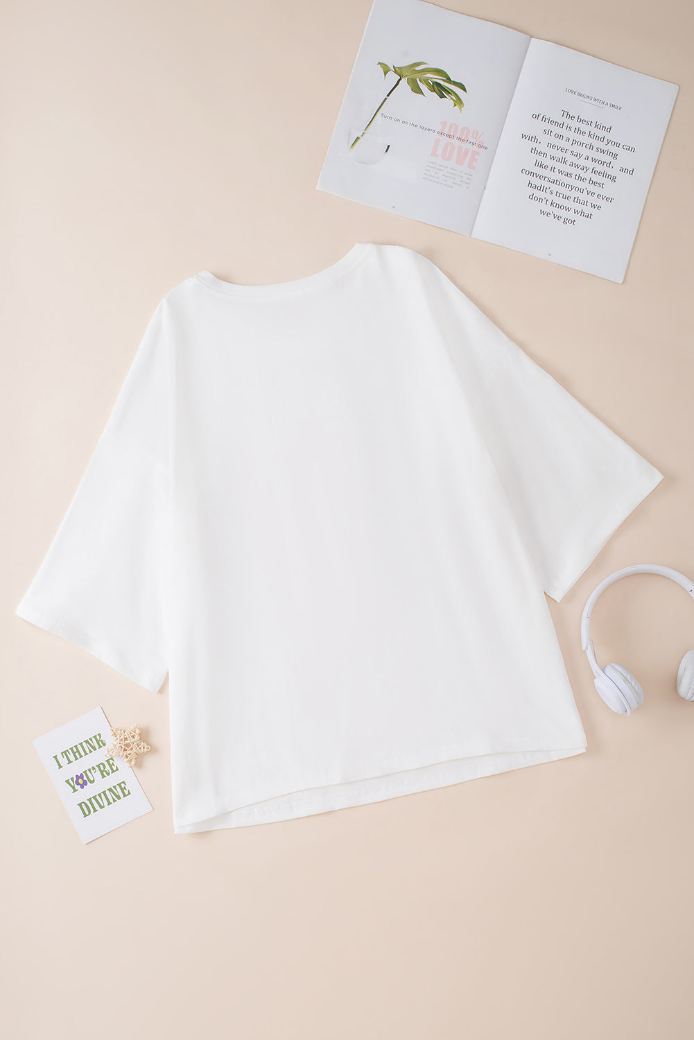 Star Patched Half Sleeve Oversized Tee
