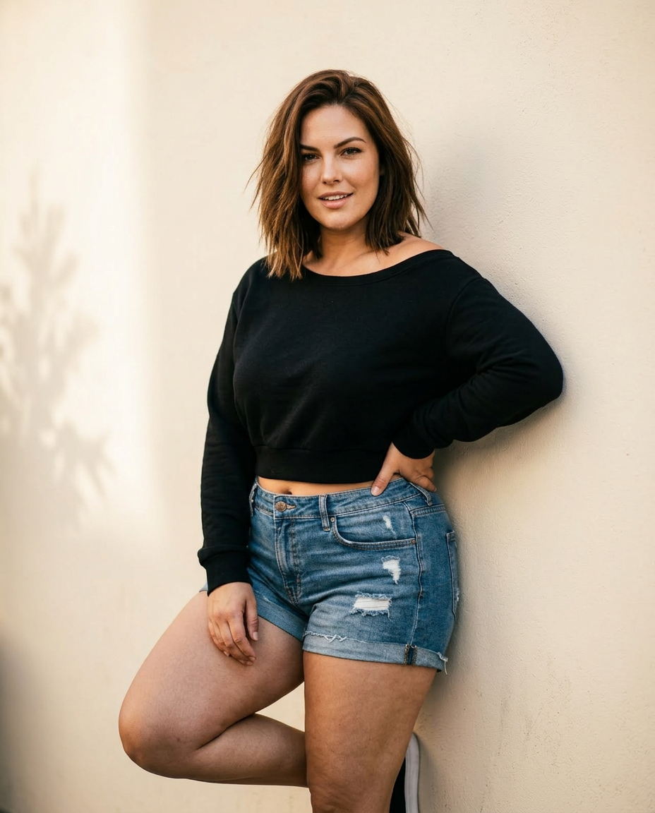 Off-Shoulder Cropped Sweatshirt