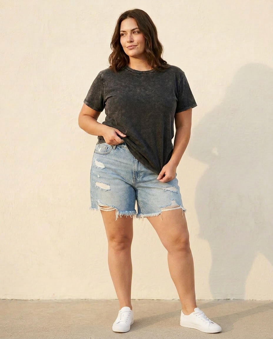 Snow Wash Dropped Shoulder Tee