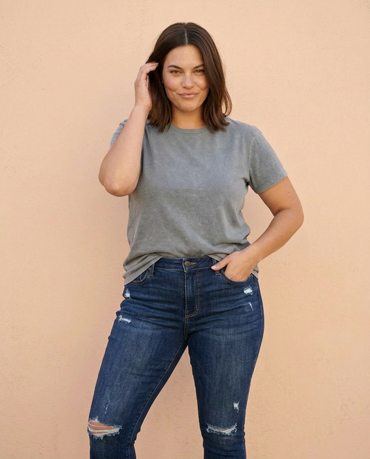 Snow Wash Dropped Shoulder Tee